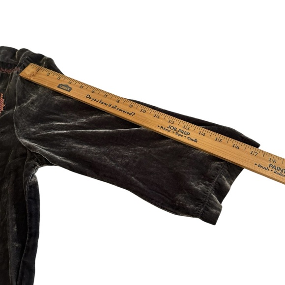 Embroidered Johnny Was Gray Blue and Coral Pink Women's Velvet Top - Picture 9 of 16